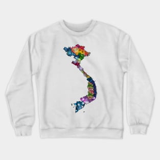 Spirograph Patterned Vietnam Provinces Map Crewneck Sweatshirt